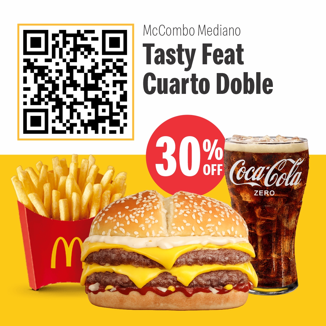 McDonald's 30% off McCombo mediano Tasty FEAT Cuarto